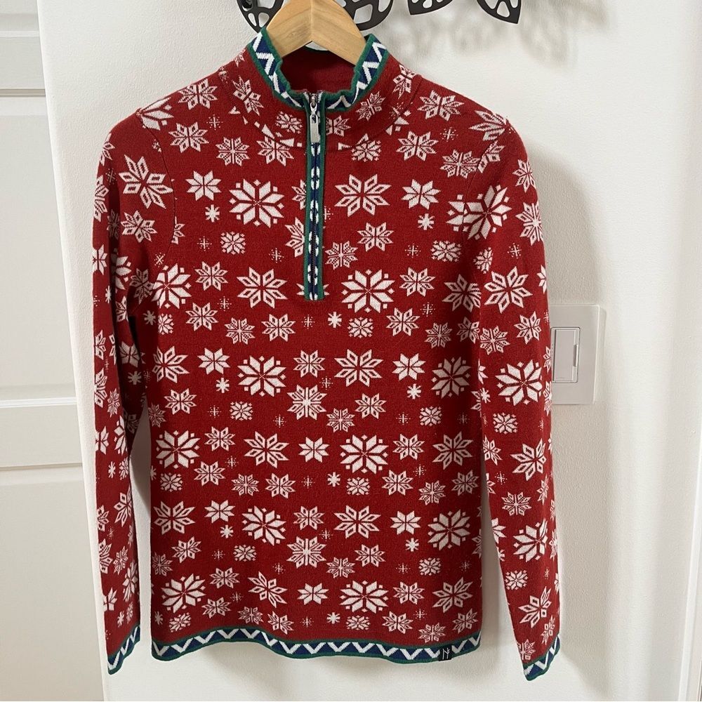 Neve Jane 1/4 Zip Pullover Merino Wool Sweater in Tango M NWOT - Picture 4 of 13